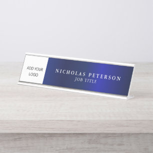 Logo der beruflichen Führungskraft Metallic Navy C Schreibtischnamensplakette