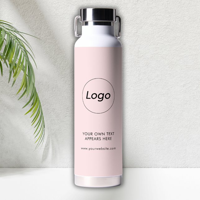 Logo der beruflichen Unternehmung Pink Trinkflasche (Professional business custom logo water bottle.  Add your own company branding, web URL and text.)