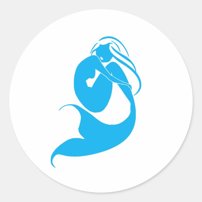 Logo der Blue Mermaid-Silhouette Runder Aufkleber (Vorderseite)