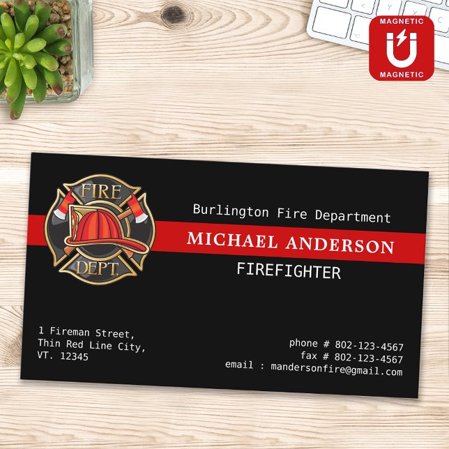 Logo der "Custom Firefighter Red Line Fire Departm Magnetische Visitenkarte (Von Creator hochgeladen)