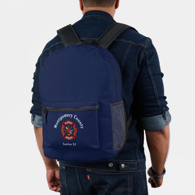 Logo der Feuerabteilung Custom Blue Bedruckter Rucksack (Insitu (Modell))