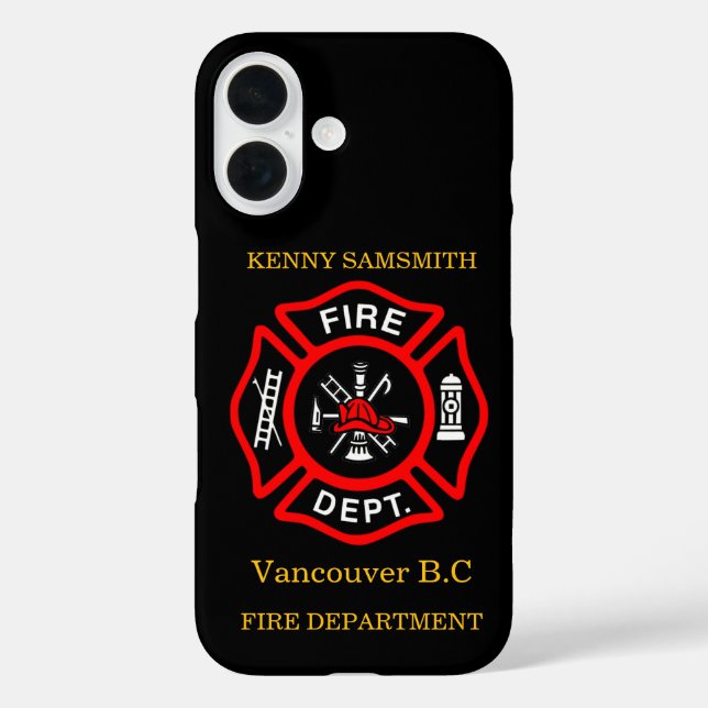 Logo der Feuerabteilung Schwarz-Rot-Abzeichen11 iPhone 16 Hülle (Rückseite)