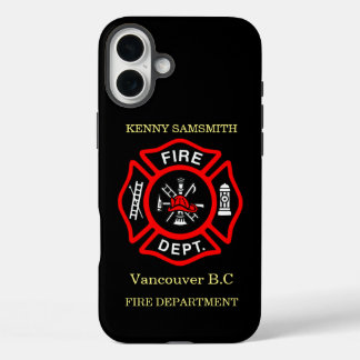 Logo der Feuerabteilung Schwarz-Rot-Abzeichen11 iPhone 16 Plus Hülle