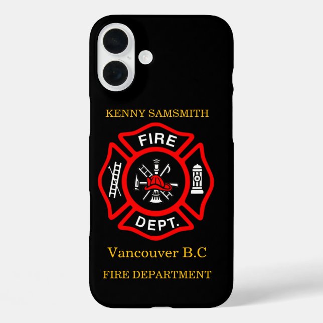 Logo der Feuerabteilung Schwarz-Rot-Abzeichen11 iPhone 16 Plus Hülle (Rückseite)
