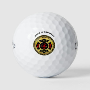 Logo der Feuerabteilung Schwarzes und Gold-Abzeich Golfball