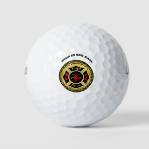 Logo der Feuerabteilung Schwarzes und Gold-Abzeich Golfball