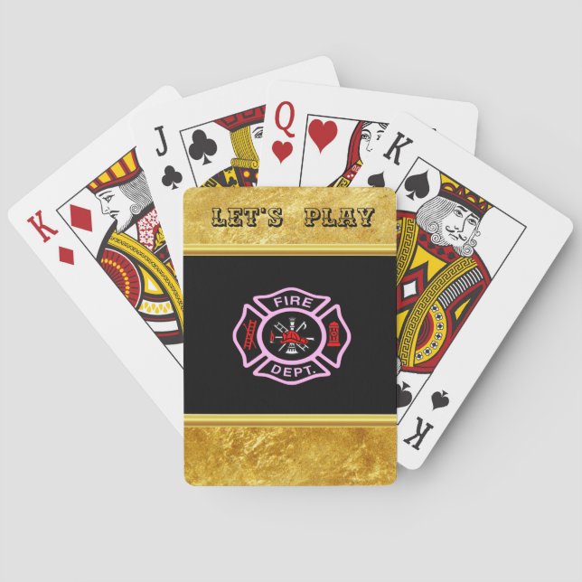 Logo der Feuerabteilung Schwarzes und rosa Abzeich Spielkarten (Rückseite)