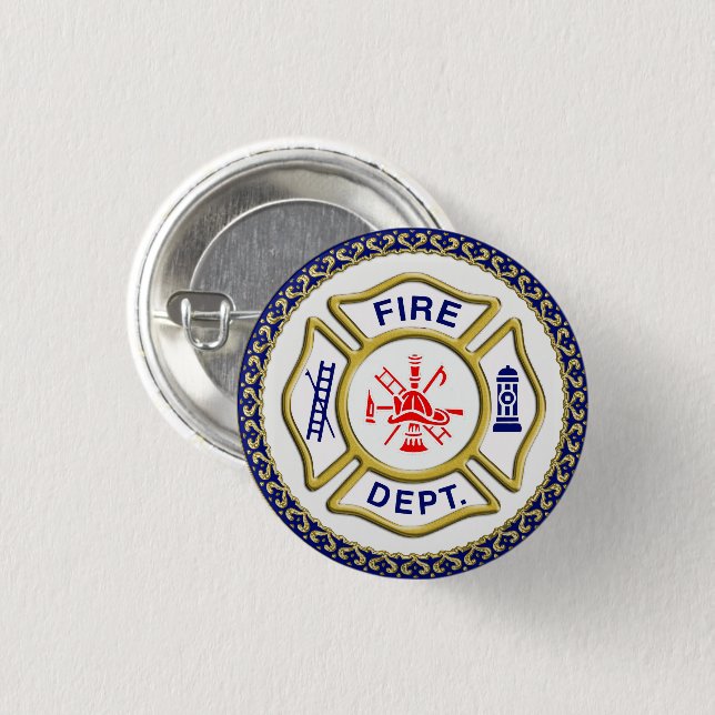 Logo der Feuerwehr Blau und Weiß Abzeichen Button (Vorne & Hinten)