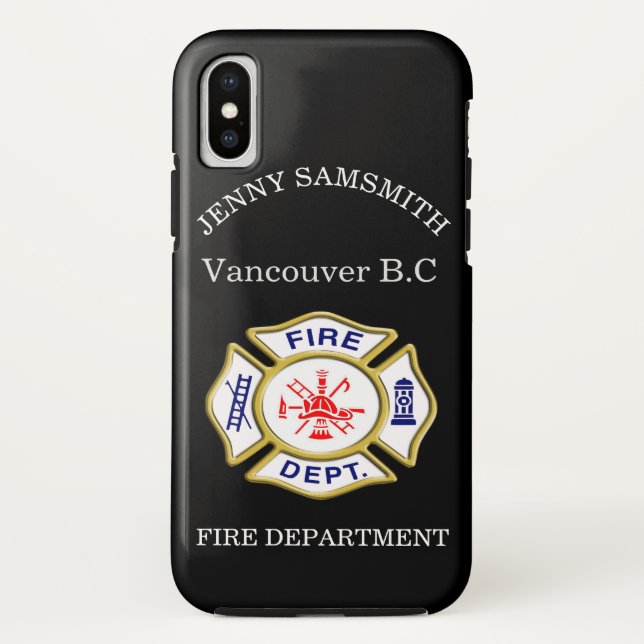 Logo der Feuerwehr Blau und Weißes Abzeichen Case-Mate iPhone Hülle (Rückseite)