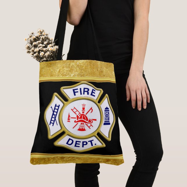 Logo der Feuerwehr Blau und Weißes Abzeichen Tasche (Von Nahem)