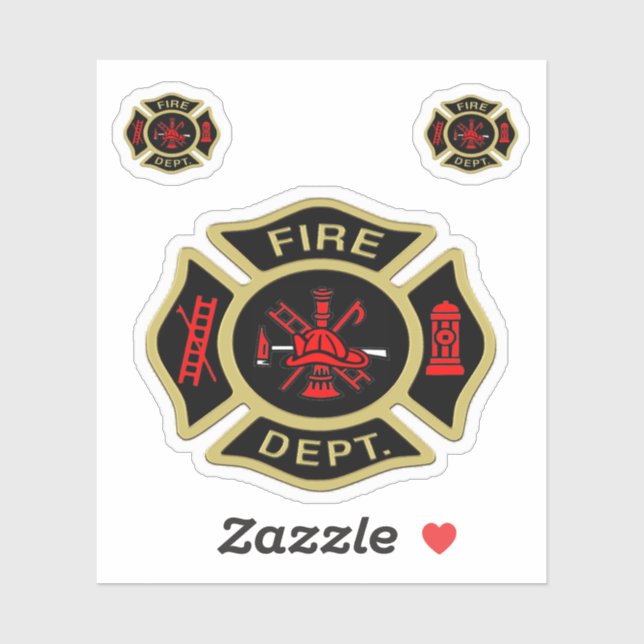 Logo der Feuerwehr Gold und Abzeichen Aufkleber (Blatt)