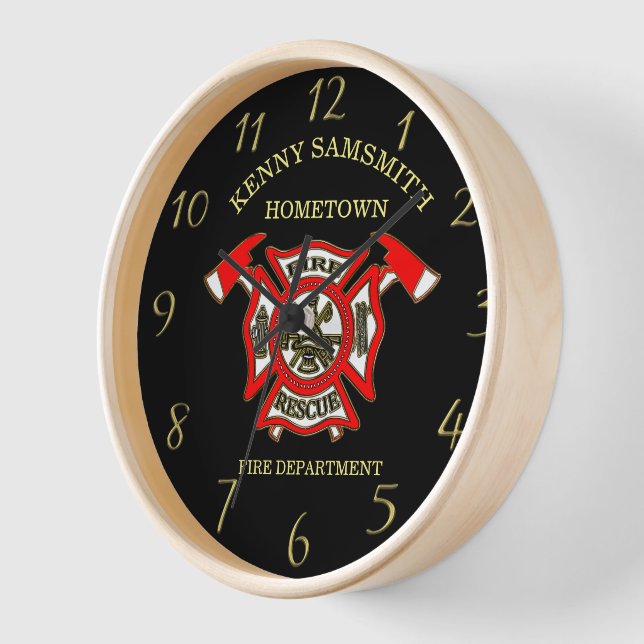 Logo der Feuerwehr Gold und Rotes Abzeichen mit Ac Uhr (Winkel)