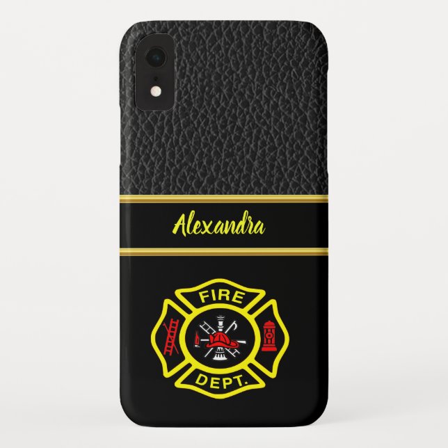 Logo der Feuerwehr Schwarz-Gelb-Abzeichen Case-Mate iPhone Hülle (Rückseite)