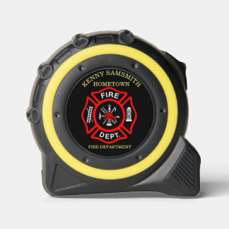 Logo der Feuerwehr Schwarzes und Rotes Abzeichen Maßband