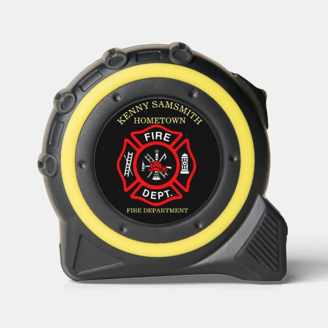 Logo der Feuerwehr Schwarzes und Rotes Abzeichen Maßband (Vorderseite)