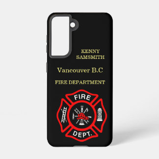 Logo der Feuerwehr Schwarzes und Rotes Abzeichen Samsung Galaxy Hülle