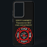 Logo der Feuerwehr Schwarzes und Rotes Abzeichen Samsung Galaxy Hülle<br><div class="desc">Brandabteilung Logo Schwarz und Rot Abzeichen mit Brandketten und Leiter. Ideal für Feuerwehrleute und erste Befragte. Personalisieren Sie Ihre Zuhause mit Ihrem Namen und Ihrer Abteilung und mehr.monogram</div>