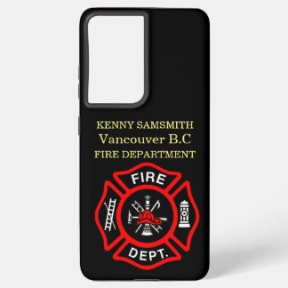 Logo der Feuerwehr Schwarzes und Rotes Abzeichen Samsung Galaxy Hülle