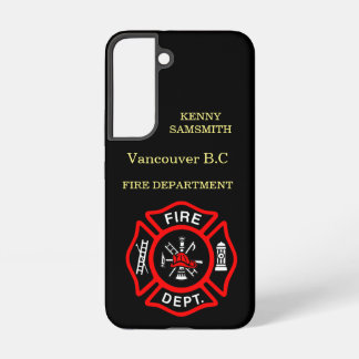 Logo der Feuerwehr Schwarzes und Rotes Abzeichen Samsung Galaxy Hülle