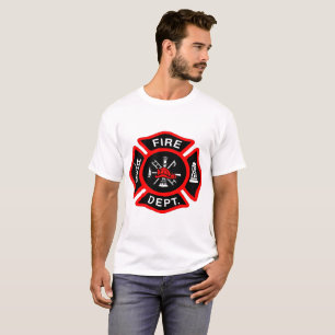 Logo der Feuerwehr Schwarzes und Rotes Abzeichen T-Shirt