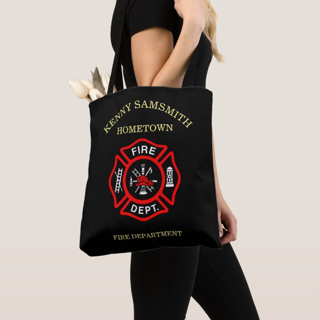 Logo der Feuerwehr Schwarzes und Rotes Abzeichen Tasche (Von Nahem)