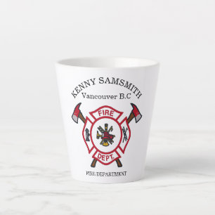 Logo der Feuerwehr Weiß und Rot Abzeichen Milchtasse