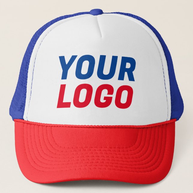Logo der Firma CUSOMIZABLE Red White Blue Truckerkappe (Vorderseite)