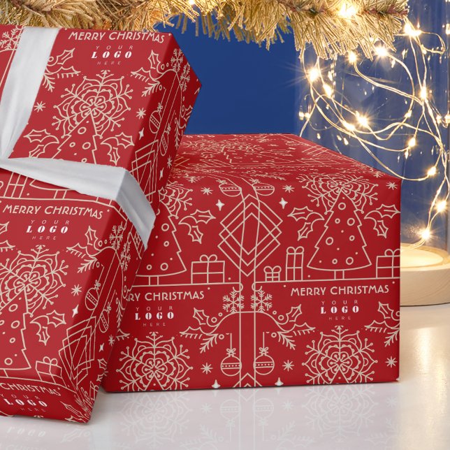 Logo der Firma Merry Christmas Red Gold Art Geschenkpapier (Von Creator hochgeladen)