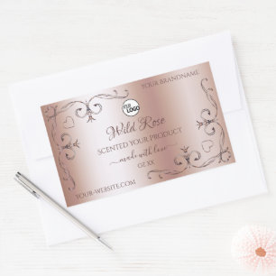 Logo der Luxus-Rose Golden Verziert Product Labels Rechteckiger Aufkleber