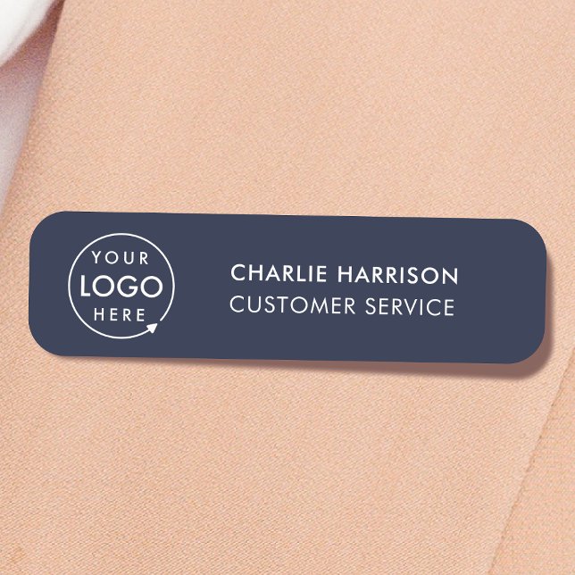 Logo der Marine Company | Benutzerdefiniertes Mita Namensschild (Navy blue company branded staff name tags for team & employee identification.)