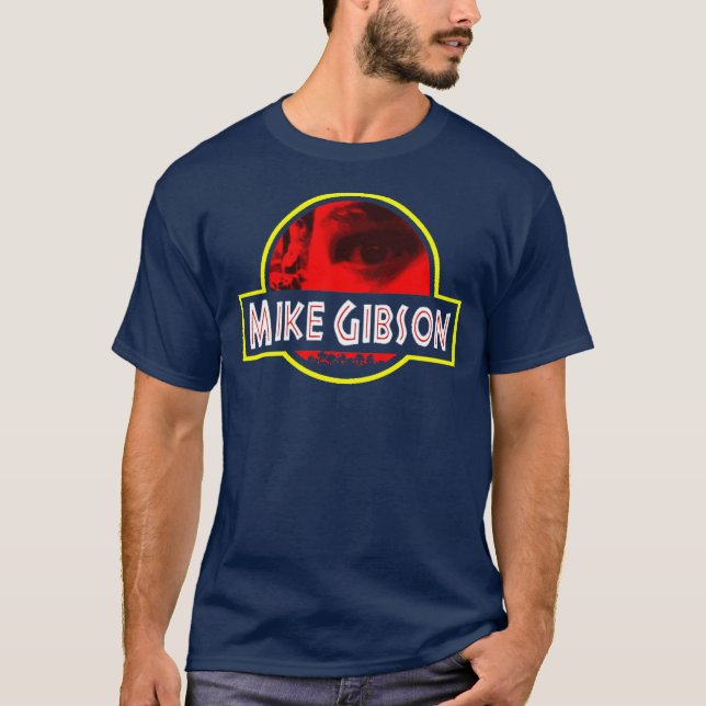 Logo der Mike-Gibson, dunkelblaues u. rotes T-Shirt (Vorderseite)
