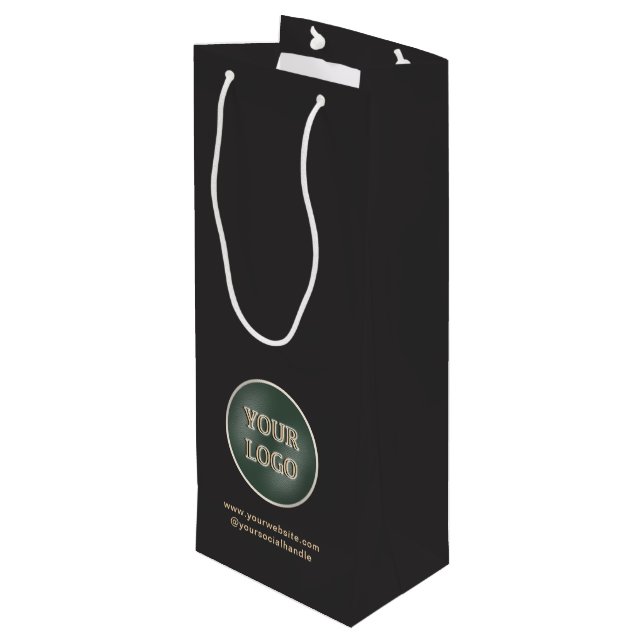 Logo der Minimalistischen Werbefirma Geschenktüte Für Weinflaschen (Rückseite Schrägansicht)