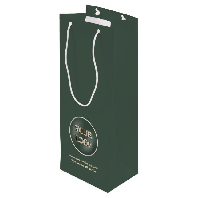 Logo der Minimalistischen Werbefirma Geschenktüte Für Weinflaschen (Rückseite Schrägansicht)