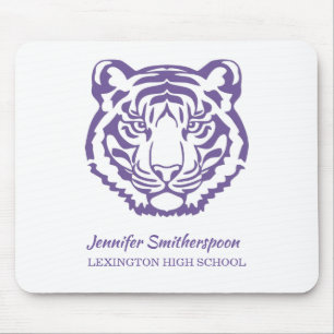 Logo der Purpur-Tiger-Schulmaskottchen Mousepad