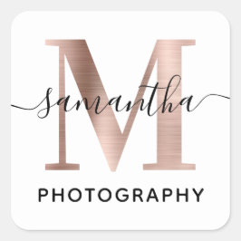 Logo der Rose Gold M Monogram Quadratischer Aufkleber