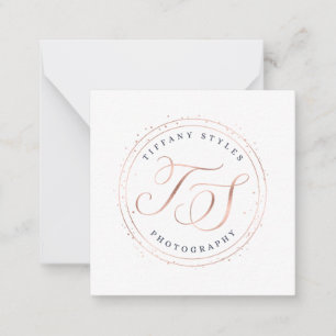 Logo der Rose Gold und Navy Blue Initials Company Mitteilungskarte
