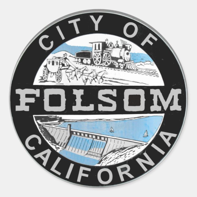Logo der Stadt der Folsom-Grafik: Grafische Versio Runder Aufkleber (Vorderseite)
