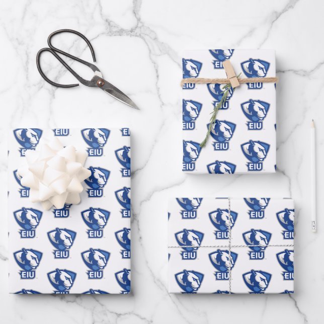 Logo der University Panthers von Eastern Illinois Geschenkpapier Set (Vorderseite)