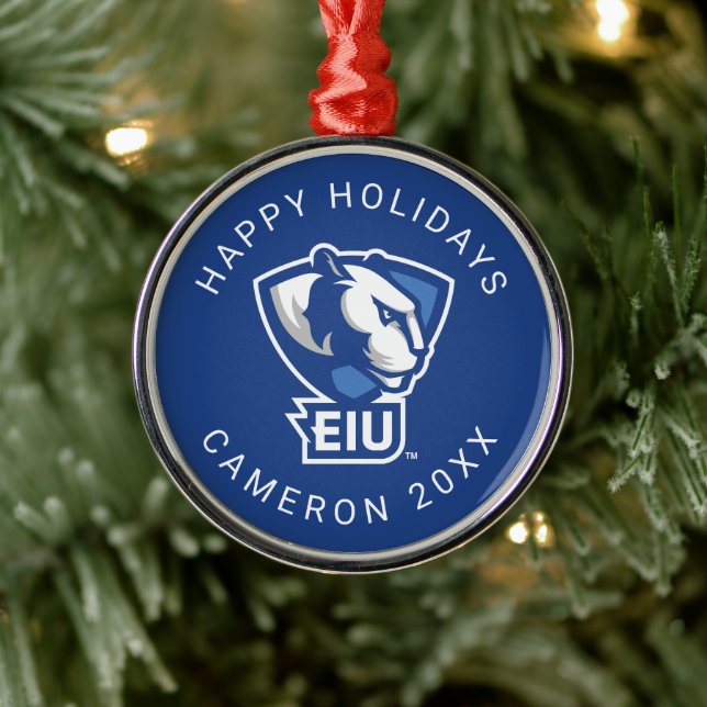 Logo der University Panthers von Eastern Illinois Ornament Aus Metall (Baum)