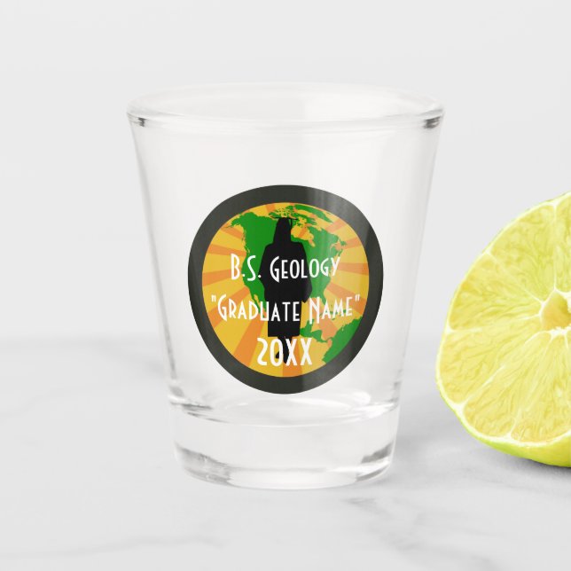 Logo des B.S. Geology Abschluss (Absolventin) Schnapsglas (Vorderseite)