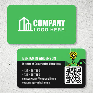 Logo des Bauunternehmens QR-Code Grün Visitenkarte