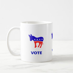 Logo des demokratischen Party und bearbeitbarer Wo Kaffeetasse