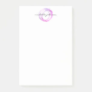 Logo des Designers "Luxe Pink Painted Circle" Post-it Klebezettel