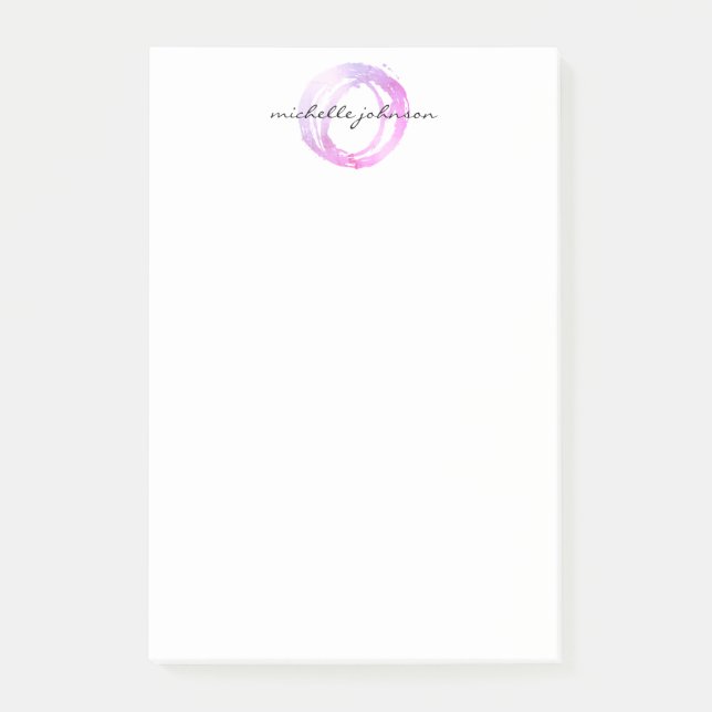 Logo des Designers "Luxe Pink Painted Circle" Post-it Klebezettel (Vorderseite)