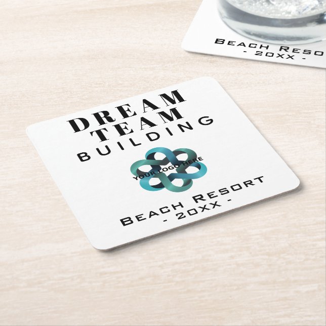 Logo des Dream Team Gebäude Company Rechteckiger Pappuntersetzer (angewinkelt)