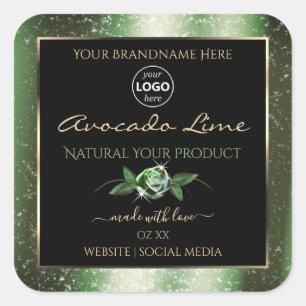 Logo des Étiquettes de produits Floral Noir et Ver