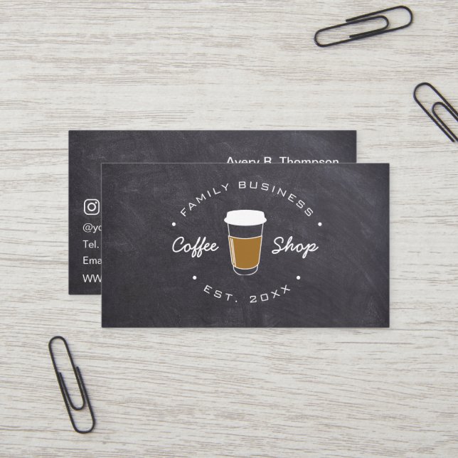 Logo des Family Business Coffee Shops Visitenkarte (Vorderseite/Rückseite Beispiel)