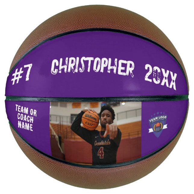 Logo des Foto-Player-Namens des Teams lila Basketball (Vorderseite)