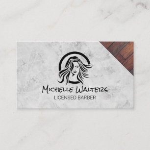 Logo des Friseur-Salons   Marmor und Holz Visitenkarte