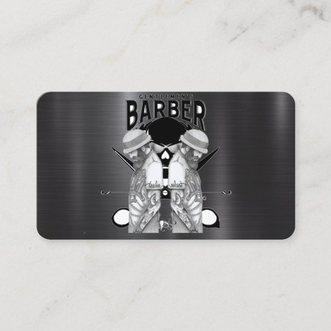 Logo des Friseur-Shops / Visitenkarte des Schädels (Vorderseite)